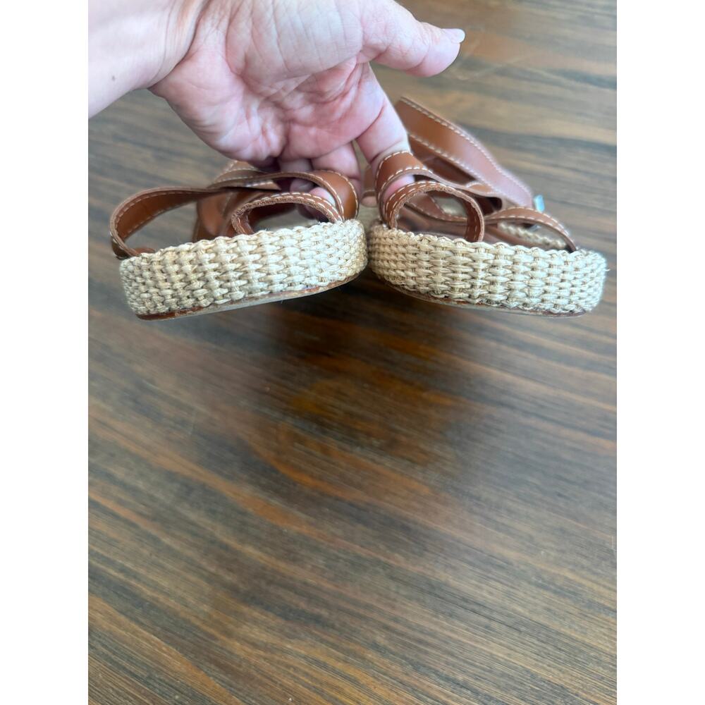 Dolce Vita Roxie Leather and Raffia Platform Brown Espadrille Sandals Summer 8.5 - Picture 9 of 10